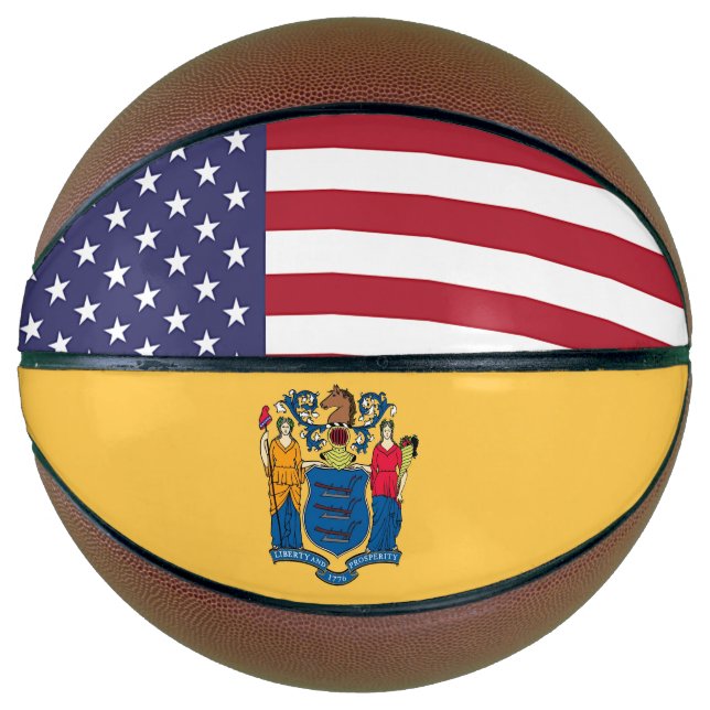 Ballon De Basket Basket complet avec drapeau du New Jersey USA (Devant)