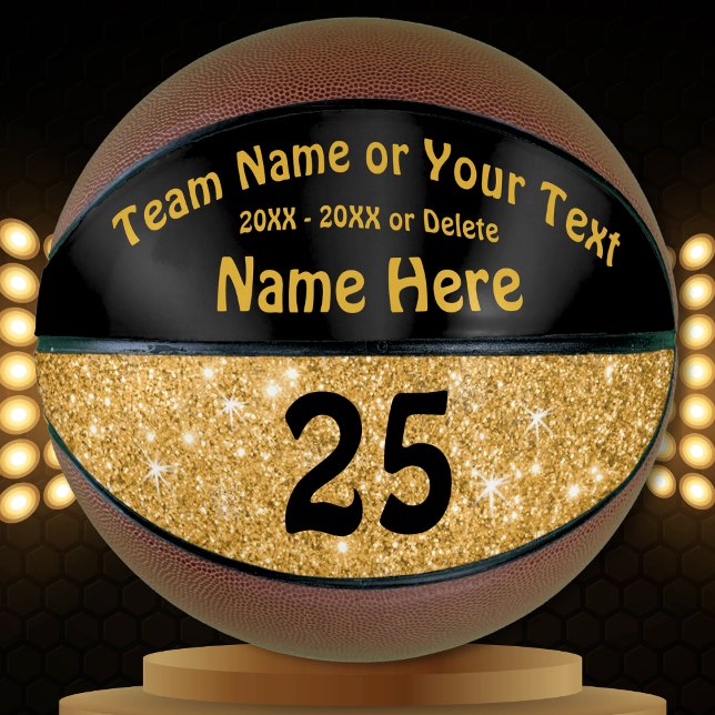 Ballon De Basket Basket noir et or Personnalisé pour les filles (Black and Gold Basketball. Basketball gifts for Her. Senior gift ideas for basketball, Personalized.)