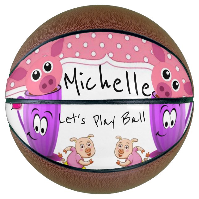 Ballon De Basket Basketball Cochons Roses Mugs (Devant)
