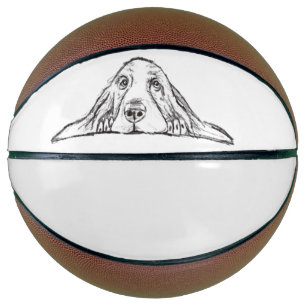 Ballon De Basket basset hound noir blanc yeux de chiot simple