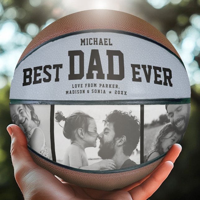 Ballon De Basket BEST DAD JAMAIS Cool Collage photo unique tendance (Créateur téléchargé)
