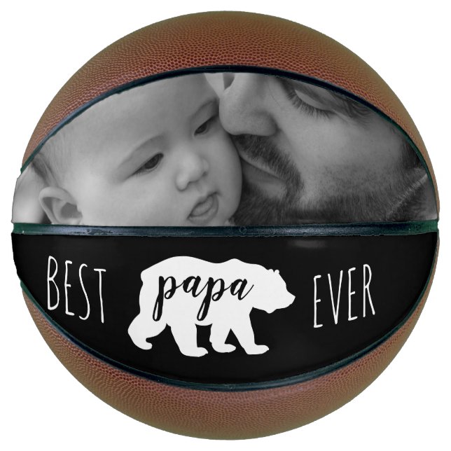 Ballon De Basket Black & White Meilleur Papa Ours Jamais Photo Pers (Devant)