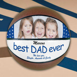 Ballon De Basket Bleu mignon Meilleur papa Jamais Père`s Photo