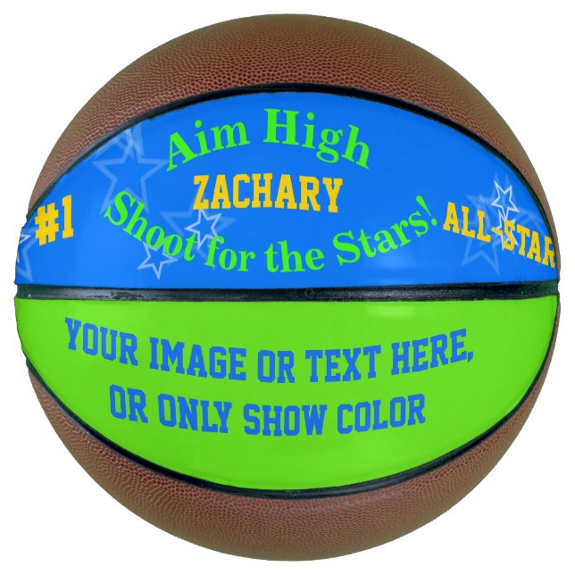 Ballon De Basket Blue Green Nom personnalisé Stars Basketball (Devant)