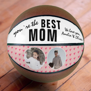 Ballon De Basket Cadeau Meilleure Maman Cœur Rose 2 Collage Photo