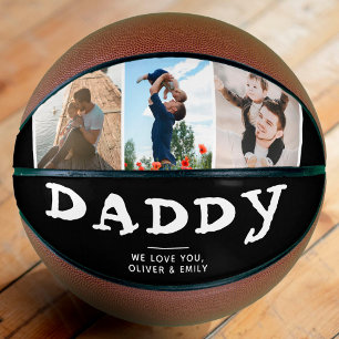 Ballon De Basket Cadeau Papa Famille 3 Collage Photo Noir