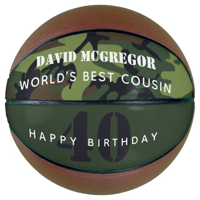 Ballon De Basket Camouflage Joyeux Anniversaire Mondial (Devant)