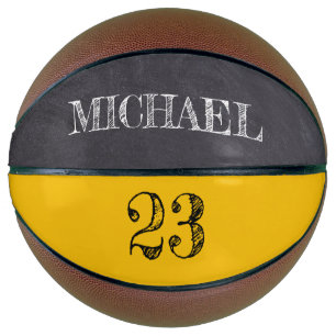 Ballon De Basket Carton jaune moutarde, étampe nommée Mini