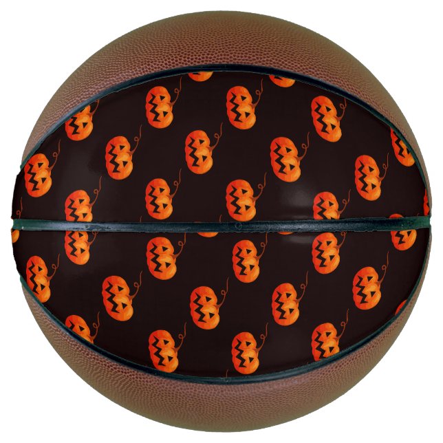 Ballon De Basket Citrouille D'Halloween, Citrouille Orange Trou Ou  (Devant)