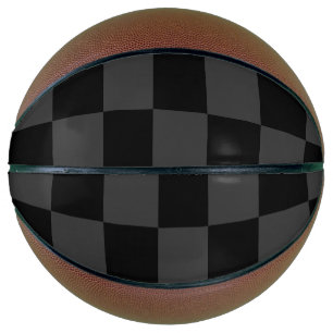 Ballon De Basket Classique Moderne Noir & Damier Noir Fumé