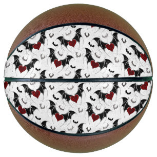 Ballon De Basket Coeur d'Halloween avec ailes de chauve-souris noir