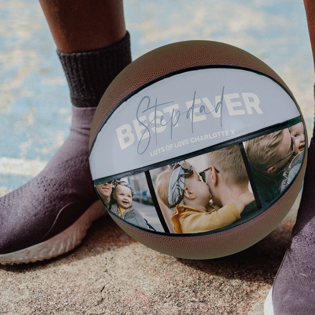 Ballon De Basket Cool Happy Fête des pères Stepdad 3 Photo Collage (Créateur téléchargé)