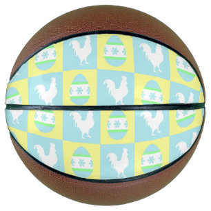 Ballon De Basket Cool Pâques Checkerboard Motifs Coq oeufs