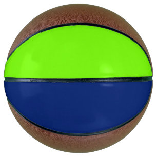 Ballon De Basket couleur solide bleu foncé et vert néon