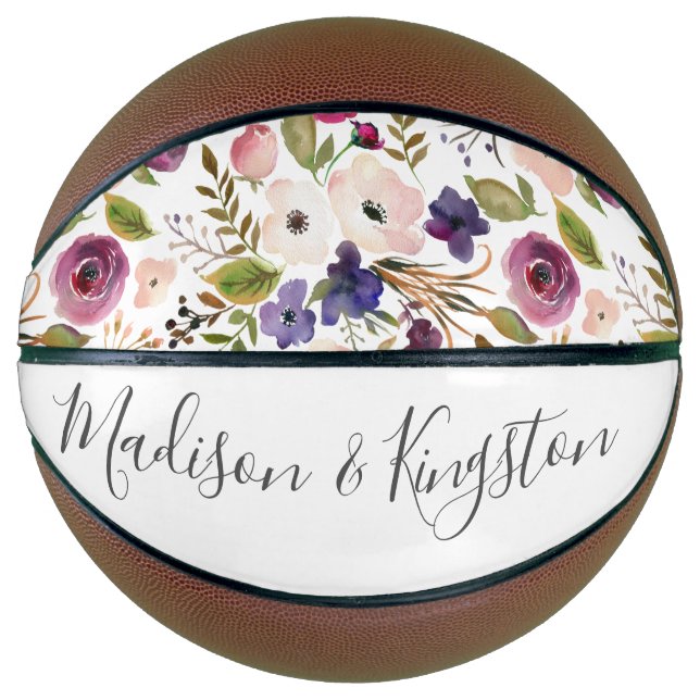 Ballon De Basket Couples Fiançailles Mariages Fleurs Noms (Devant)