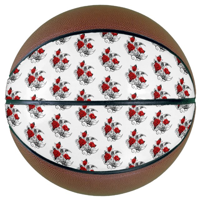 Ballon De Basket Croissant mécanique avec roses rouges (Devant)