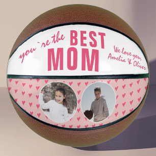 Ballon De Basket Cute Best Mom Pink Heart 2 Photo Collage