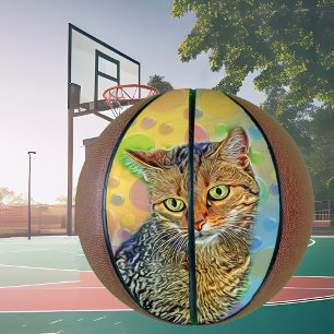 Ballon De Basket Cute kitten - abstrait - peinture colorée