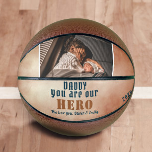 Ballon De Basket Daddy Héros Aquarelle Fête des Pères Photo de Fami