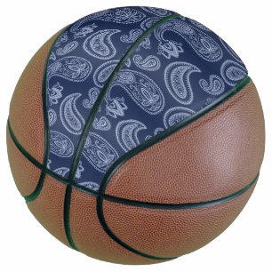 Ballon De Basket Élégant motif paisley bleu foncé