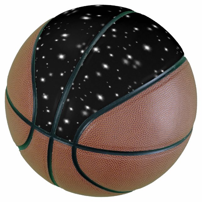 Ballon De Basket Étincelles de lumière noir et blanc (Incliné)