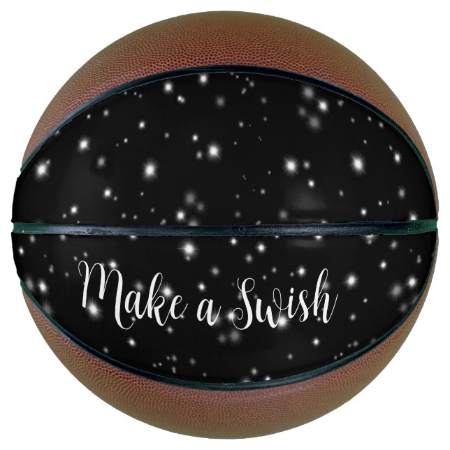 Ballon De Basket Étincelles noir et blanc Étoiles Wish Pun (Devant)