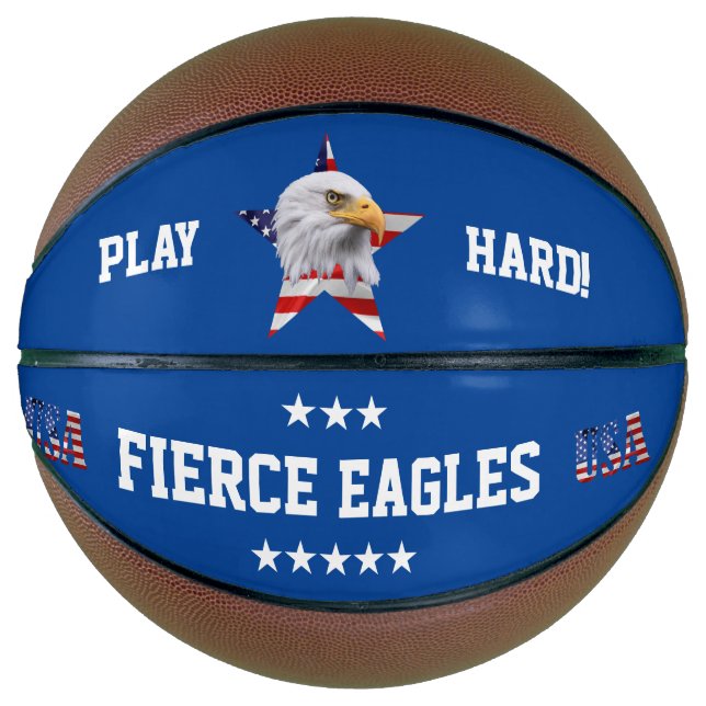 Ballon De Basket Etonnant Aigle, Drapeau Américain, Étoile (Devant)