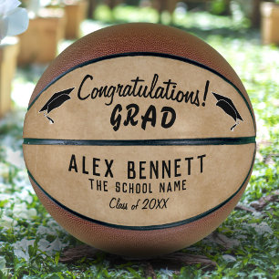 Ballon De Basket Félicitations Rustic Beige Grad Grad Grad Graduati