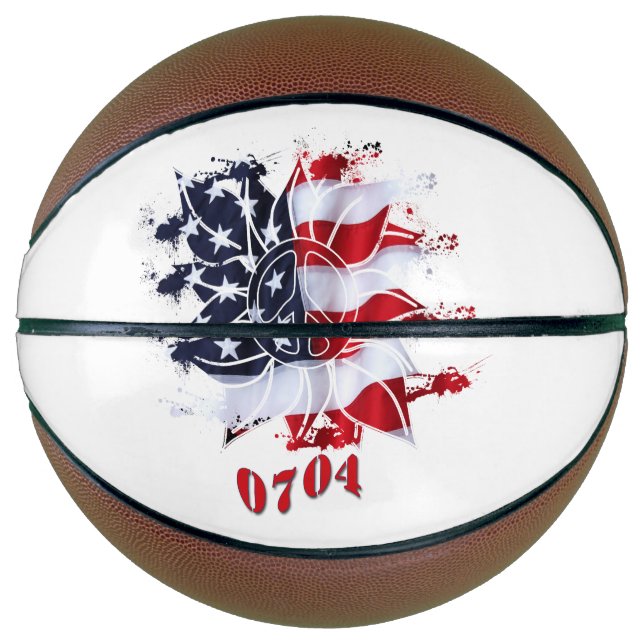 Ballon De Basket Fleur de paix patriotique 4 juillet (Devant)