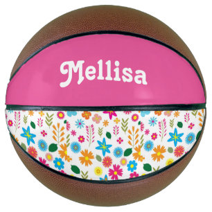 Ballon De Basket Fleurs colorées Fille Personnalisée 