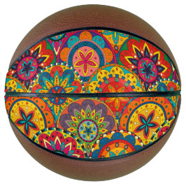 Ballon De Basket Funky Retro couleur Motif Mandala