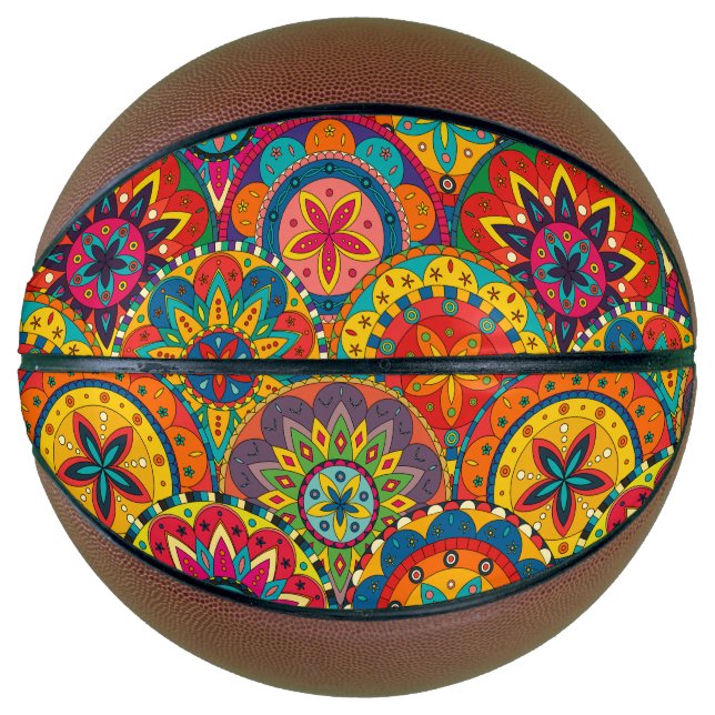 Ballon De Basket Funky Retro couleur Motif Mandala (Devant)