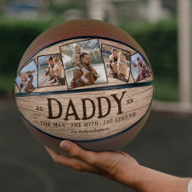 Garde-mémoire de basketball en bois rustique «Papa