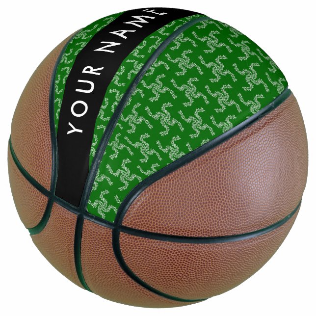 Ballon De Basket Garland de Noël, Vert, Votre nom, Personnaliser (Incliné)