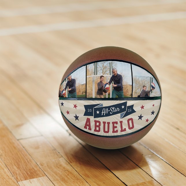 Ballon De Basket Grand-père photo personnalisée Abuelo étoile (Créateur téléchargé)