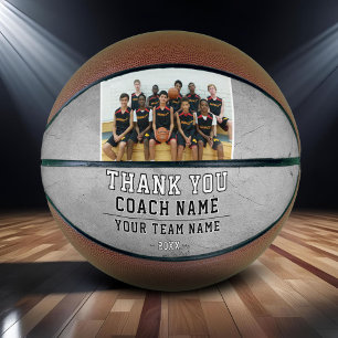 Ballon De Basket Gris Rustique Merci Coach Nom de l'équipe Photo