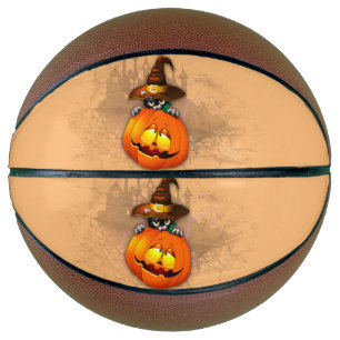 Ballon De Basket Halloween Cute Kitty Witch et ami Citrouille
