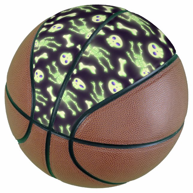 Ballon De Basket Halloween mignon Éffrayant brillant squelette os c (Incliné)