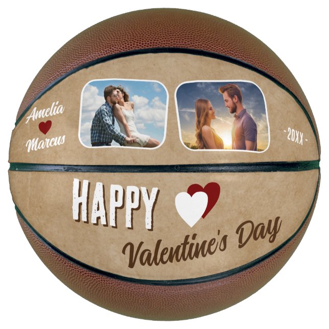 Ballon De Basket Heureuse Sainte-Valentin rustique 2 Photos (Devant)