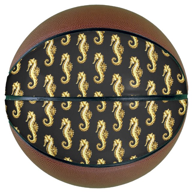 Ballon De Basket Hippocampe Polygonal Or (Devant)