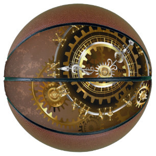 Ballon De Basket Horloge Steampunk avec des engrenages anciens