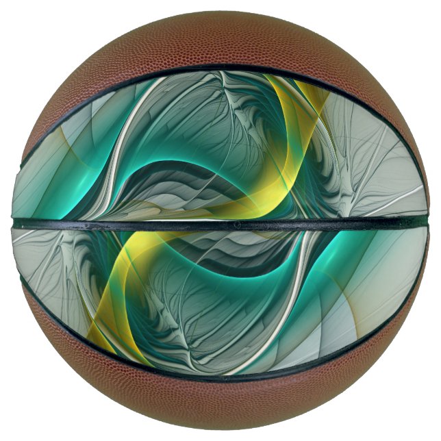 Ballon De Basket Hypnotique Abstrait Golden Turquoise Turquoise Fra (Devant)