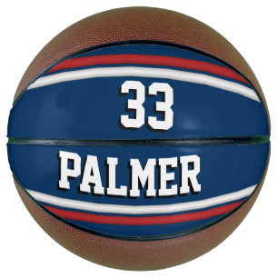 Ballon De Basket Jersey de sport bleu et rouge avec nom et numéro