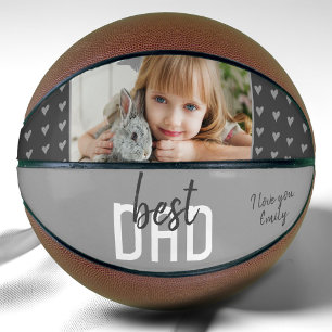 Ballon De Basket Joli cœur gris Meilleur papa photo Fête des pères