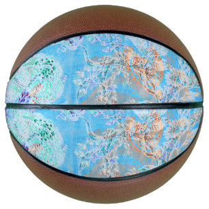 Ballon De Basket Joli foulard floral pastel bleu