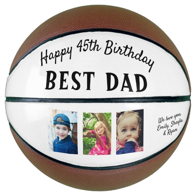 Ballon De Basket Joyeux anniversaire Best Papa 3 Photo Collage (Devant)