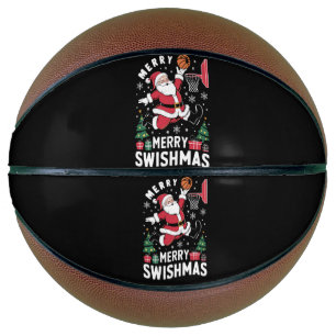 Ballon De Basket Joyeux Swishmas Noël Père Noël Jouer Basketball