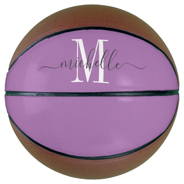 Ballon De Basket Lavande de fille monogramme personnalisée (Devant)