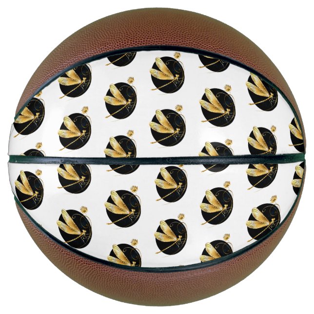 Ballon De Basket libellule d'or en cercle noir (Devant)