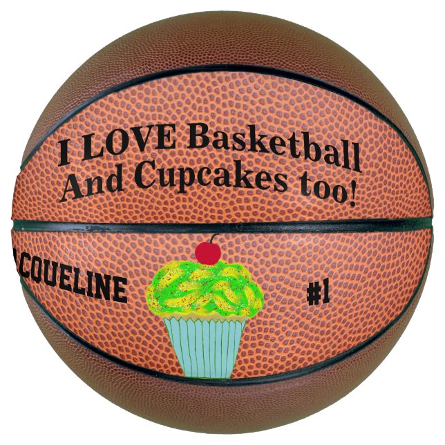 Ballon De Basket Love Basketball Cupcakes Nom Numéro (Devant)